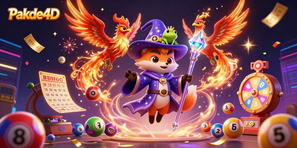 Experience the thrill of winning with Pakde4D in this vibrant 3D illustration showcasing magical characters and dynamic lottery elements.