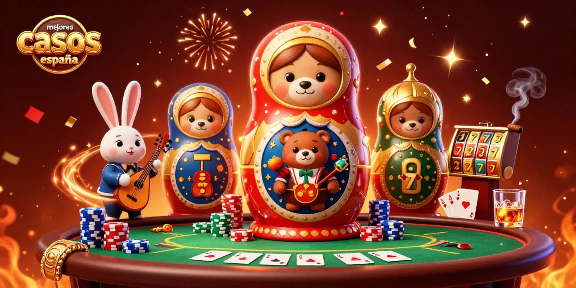 Disfruta de los mejores casinos online en España con esta colorida ilustración 3D, repleta de detalles.
