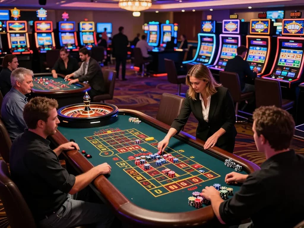 Experience excitement at SC88-bm casino with players at the roulette table, vibrant atmosphere.