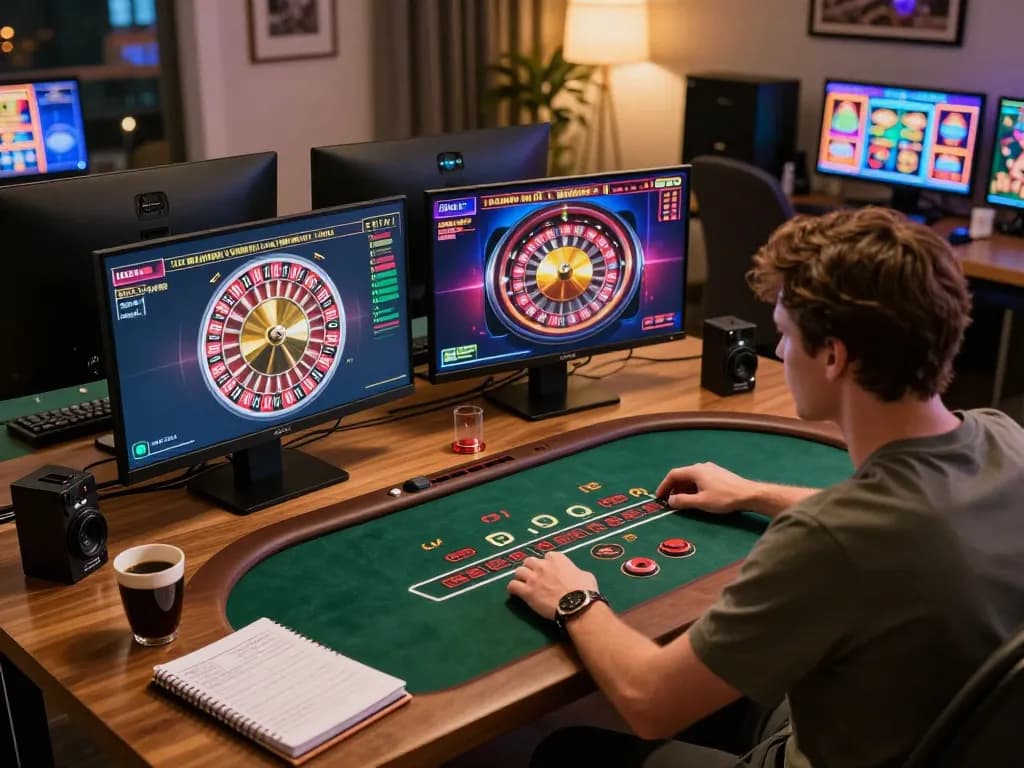 Player enjoying an immersive TR88 online blackjack experience at home, showcasing vibrant gaming screens