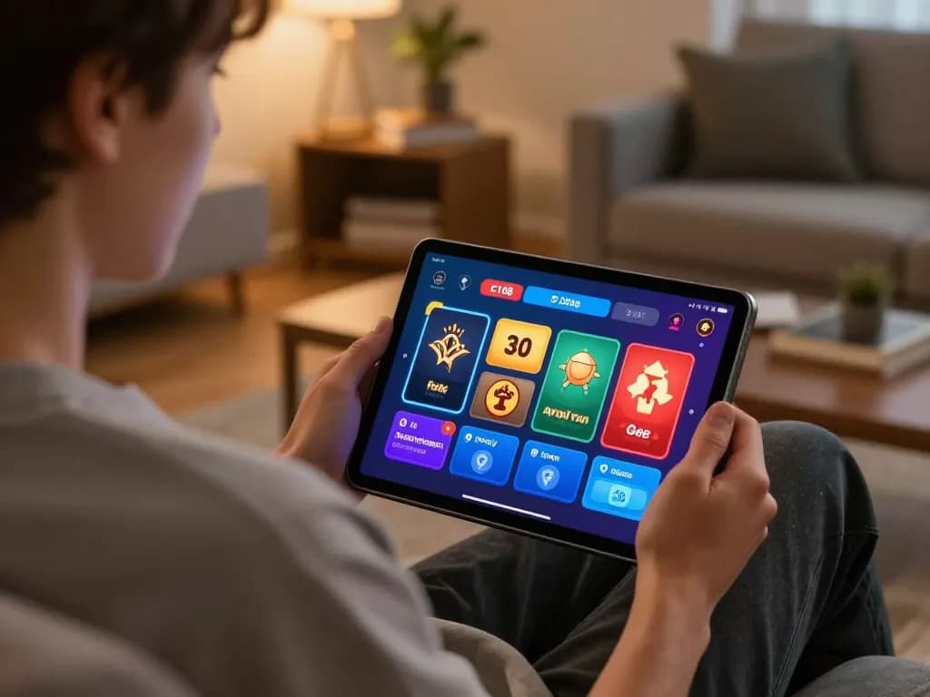 C168 đăng nhập on tablet in cozy home setting, showcasing engaging online casino gameplay.