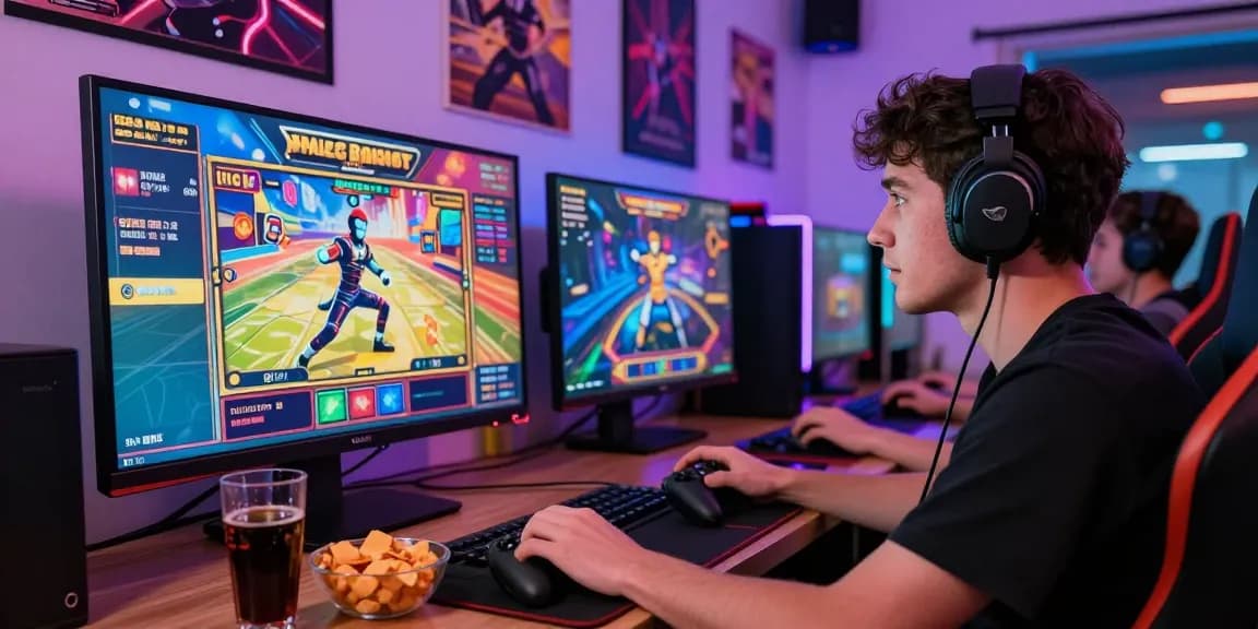 Exciting home gaming scene featuring a player enjoying the slot bonus new member 100 experience with snacks and vibrant game graphics.