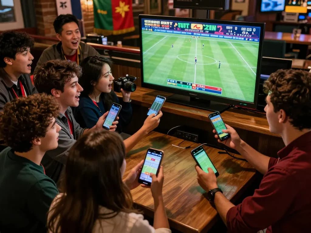 Cakhiatv sports betting excitement among friends analyzing odds and placing live bets.