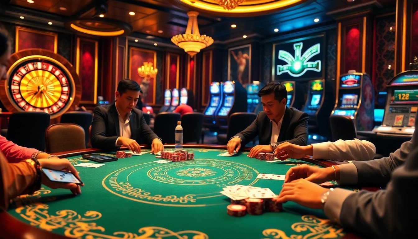 Experience the excitement of gta togel at a luxurious casino gaming table featuring high-stakes poker and vibrant poker chips.