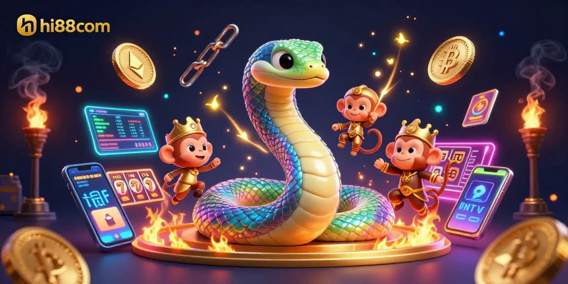 Experience the excitement of hi88com as vibrant 3D casino characters spin slot reels and gather crypto rewards.