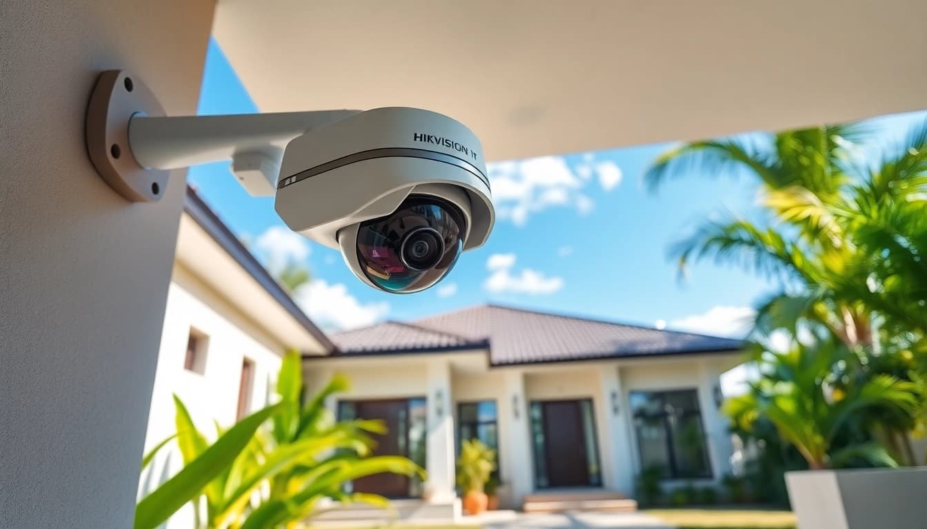Cámaras Hikvision instaladas en una casa tropical en Guanacaste para mayor seguridad.