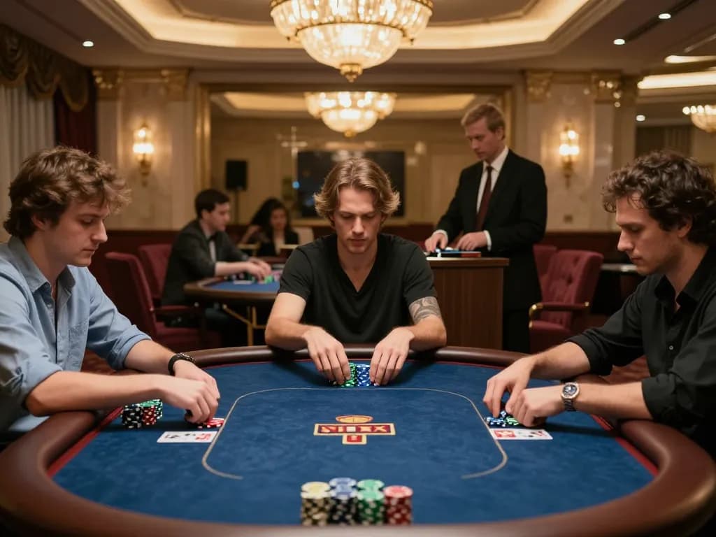 Players at an upscale poker table showcasing sc8885 strategy while engaging in a high-stakes game.