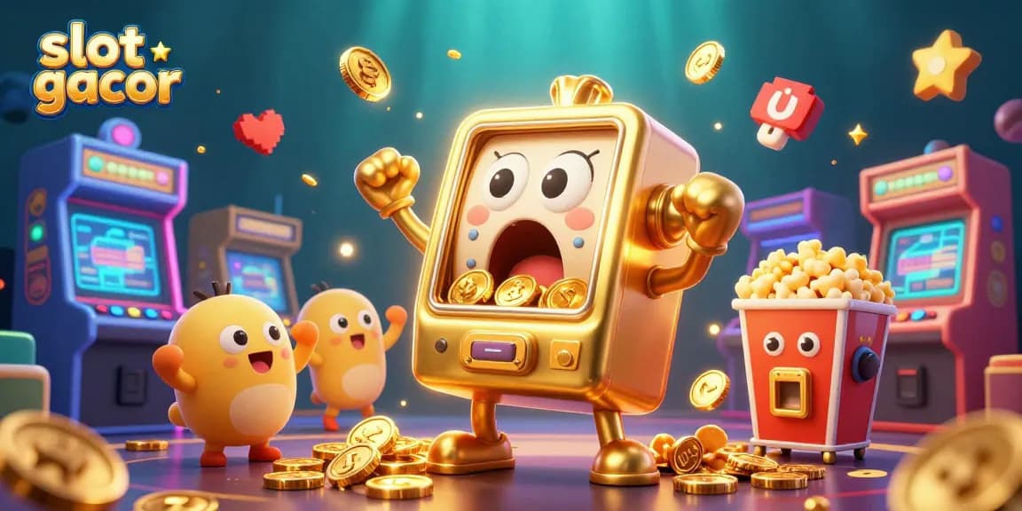 Menangkan jackpot slot gacor dengan mesin slot emas yang mengejutkan dan koin terbang di sekelilingnya.