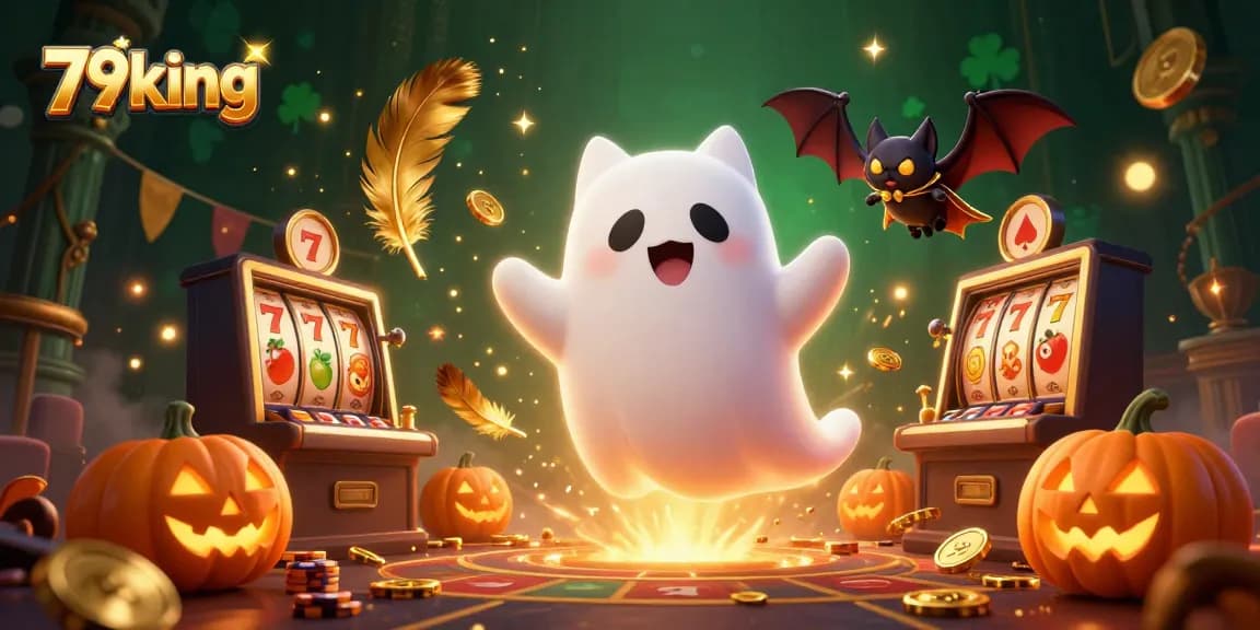 Engage with dynamic gameplay at 79king, featuring a ghost cat and vibrant casino elements.