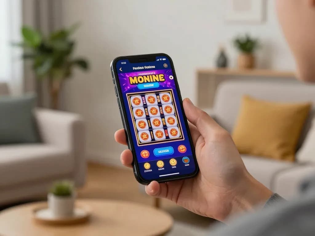 Engaging gameplay at a casino online senza registrazione on a smartphone in a cozy living room