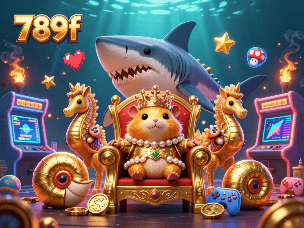 Experience dynamic gameplay with 789f, featuring a golden hamster king in a vibrant casino realm.