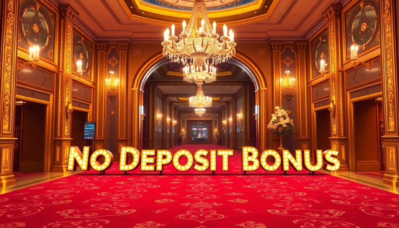 Neue casino bonus ohne einzahlung prominent displayed outside a luxurious casino entrance.