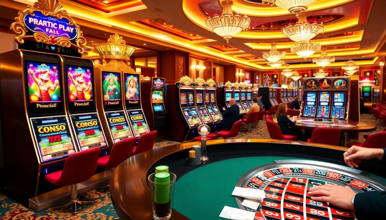 players enjoying slot pragmatic play machines in a bustling casino atmosphere