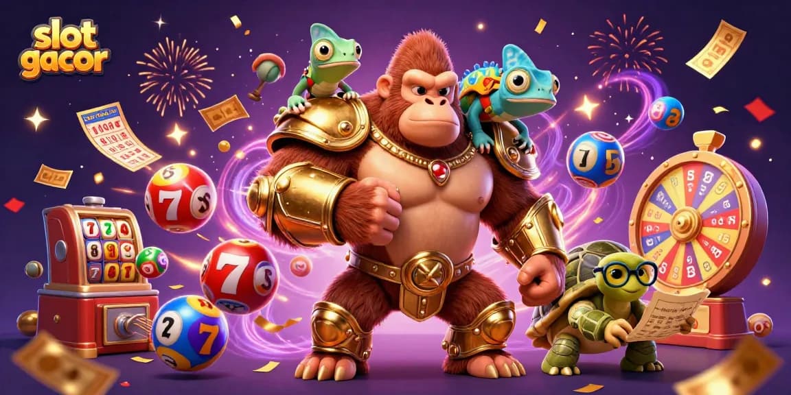 Experience the thrill of slot gacor with a powerful gorilla king and colorful game elements!