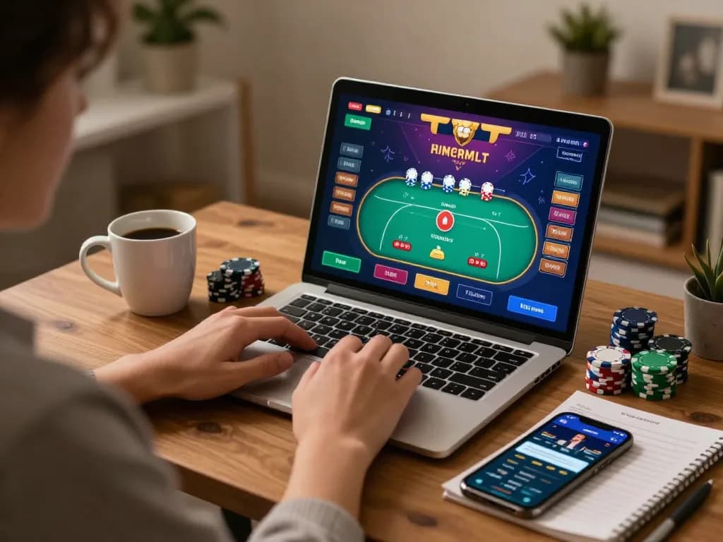 Engaged in online poker at home, jae888 user enjoys a cozy gaming session with chips and strategy notes.