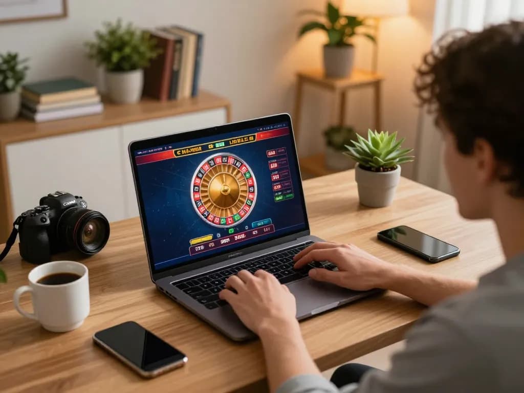 Engaging in roulette gameplay on tg88-lc at home with comfortable setup.