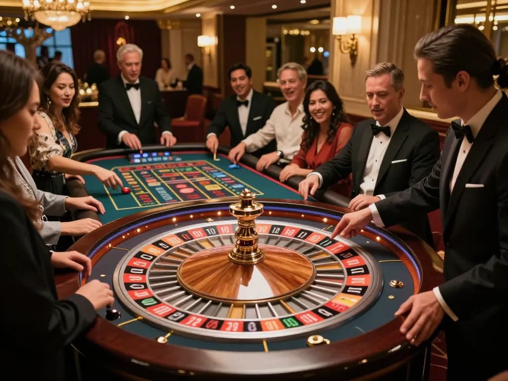 Watch players engage in the thrilling game of roulette at ae888, with a croupier managing bets.