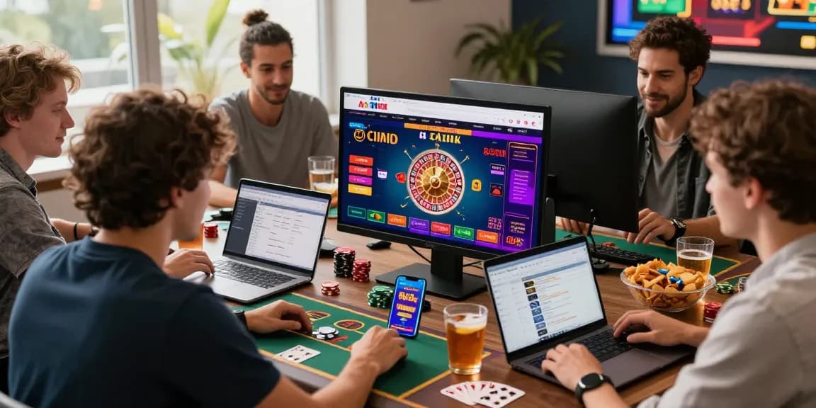 Players enjoying an exciting live dealer game on a non UK casino site, capturing the vibrant online gaming atmosphere.