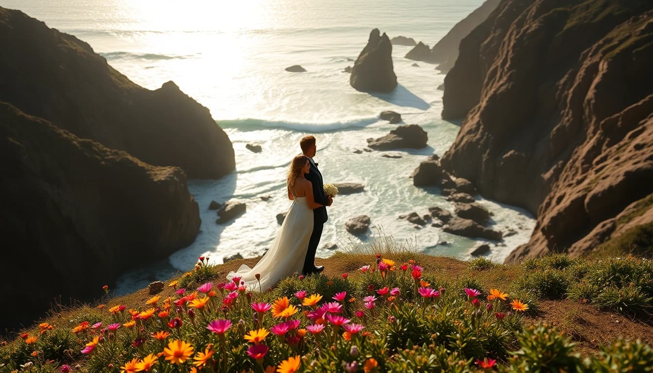 Celebrate love during a breathtaking Big Sur wedding photography session at sunset by the ocean.