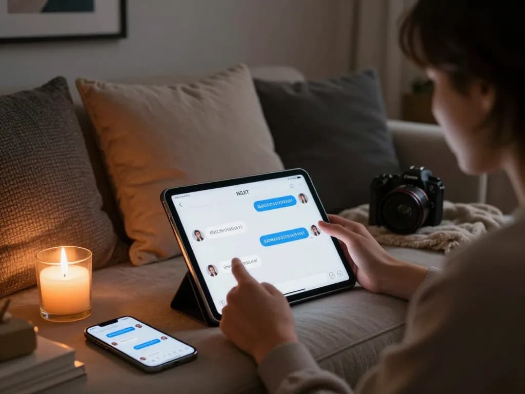 Engaging in NSFW AI chat in a cozy, intimate setting with warm lighting.