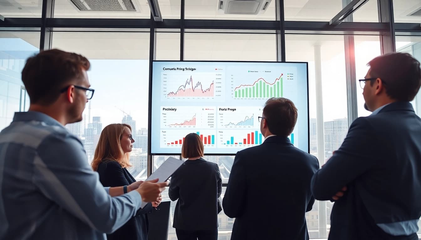 Analyze competitor pricing strategies in a dynamic team meeting environment.