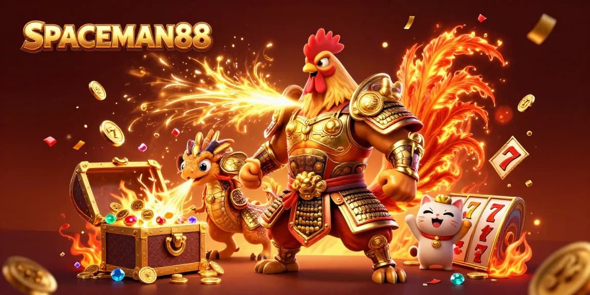 Experience the excitement of SPACEMAN88 with a vibrant 3D illustration showcasing thrilling slot gameplay.