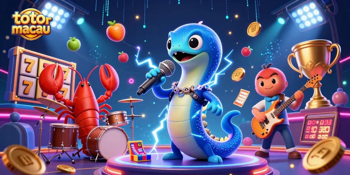 Play exciting toto slot macau with vibrant characters and dynamic casino elements in a colorful scene.