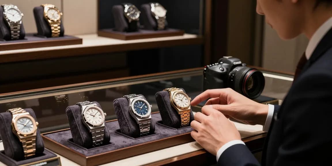 Showcasing super clone watches in a luxurious boutique setting, highlighting exquisite details and craftsmanship.