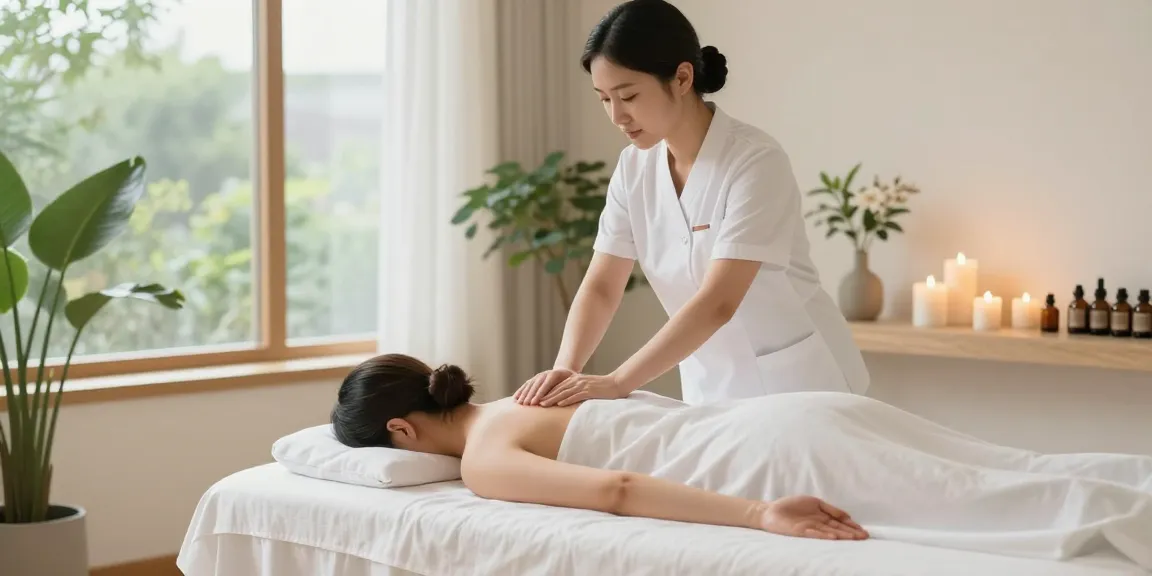 Relaxing 대구마사지 experience in a tranquil spa environment with natural light and aromatic elements.