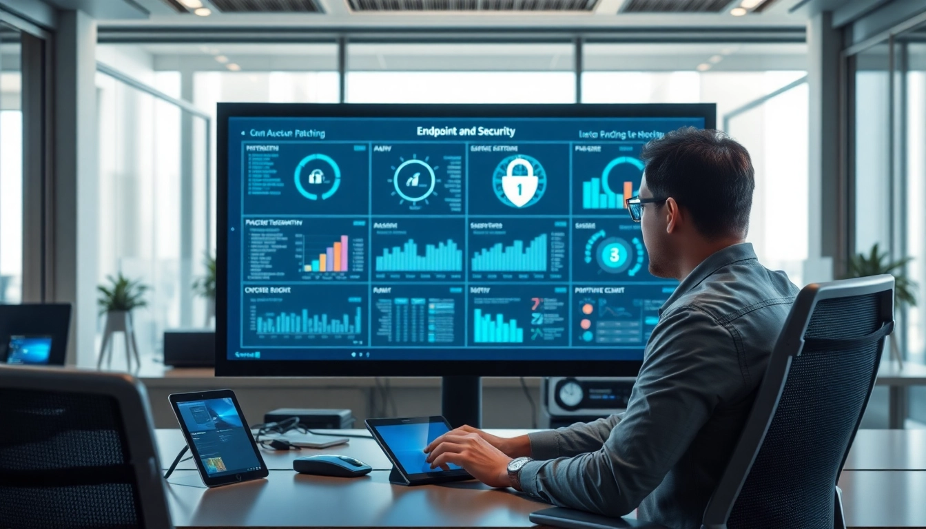 Manage Remote patching and monitoring for endpoints effectively with IT technician in a modern workspace.