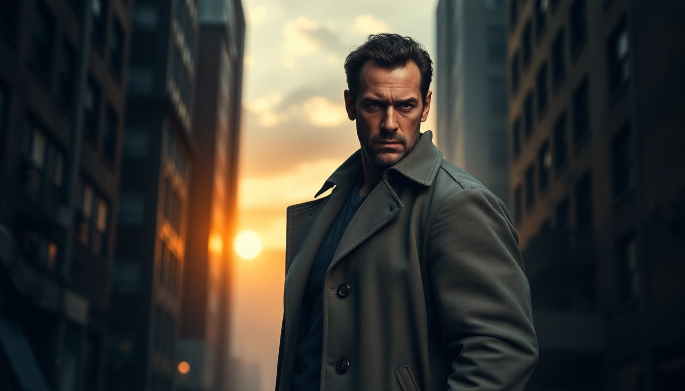 Engaging character in a trench coat embodies the essence of action drama like Reacher.