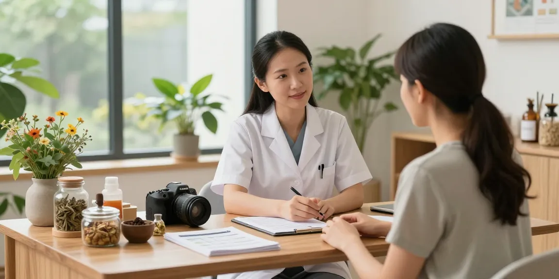 Consultation at 수원한의원 showcasing holistic health services in a serene clinic.
