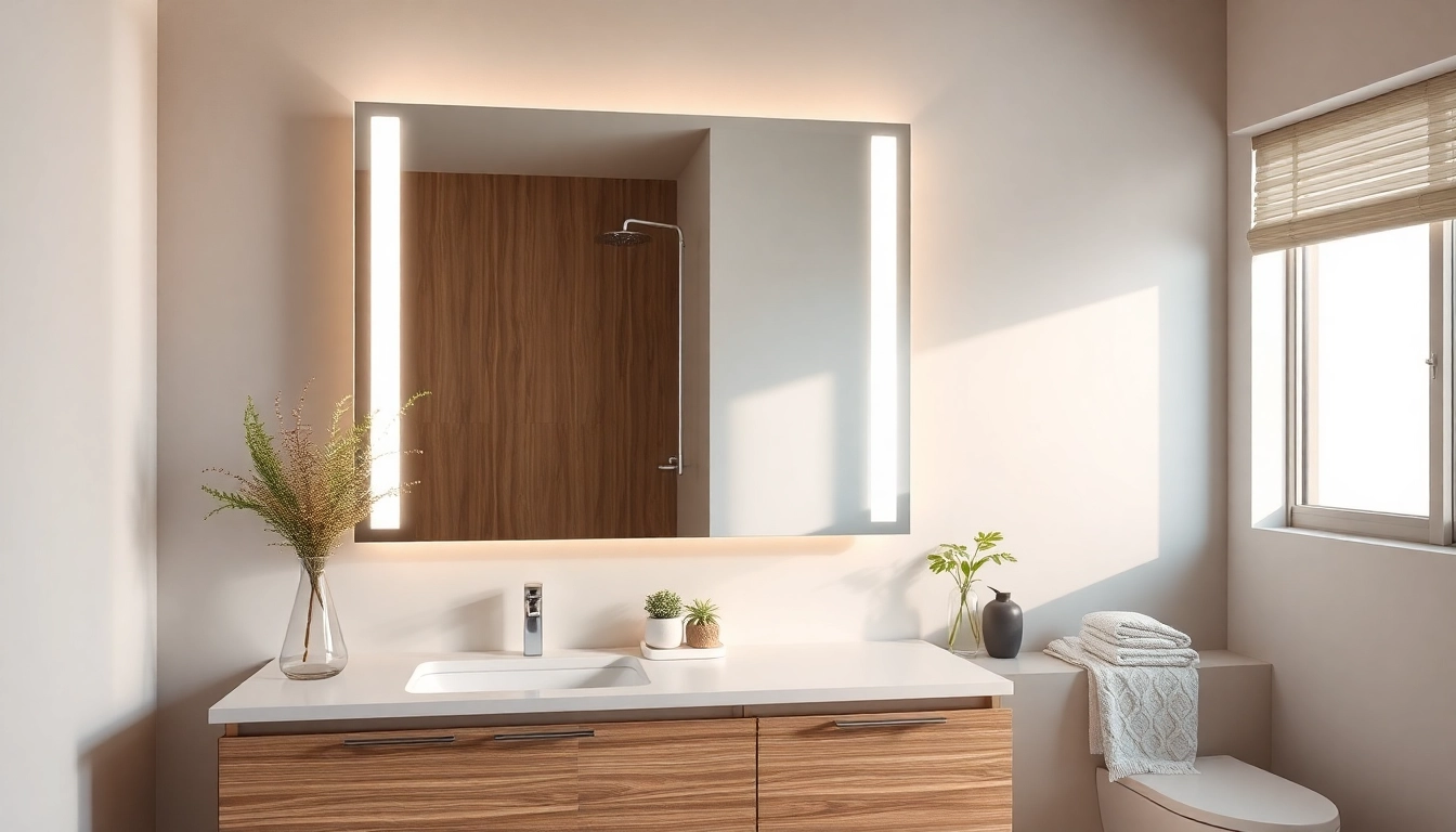 Stylish sonni Spiegelschrank in a modern Badezimmer mit eleganter LED-Beleuchtung.