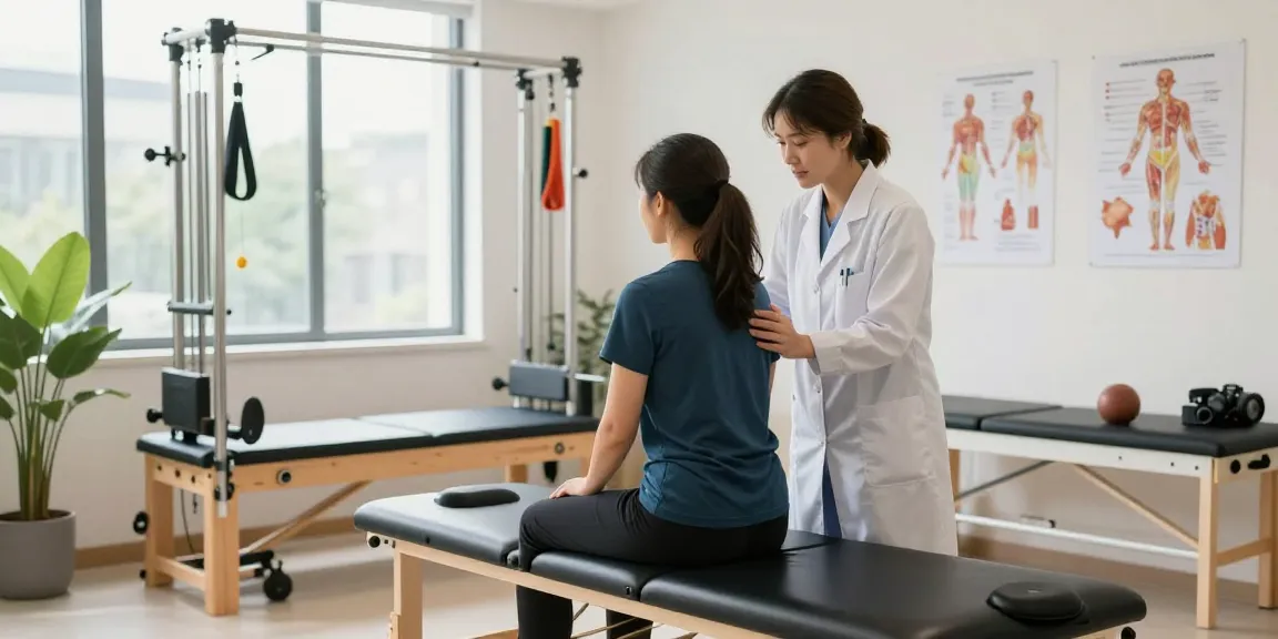 Experienced doctor at 수원교통사고한의원 examining a patient in a modern clinic for effective recovery.