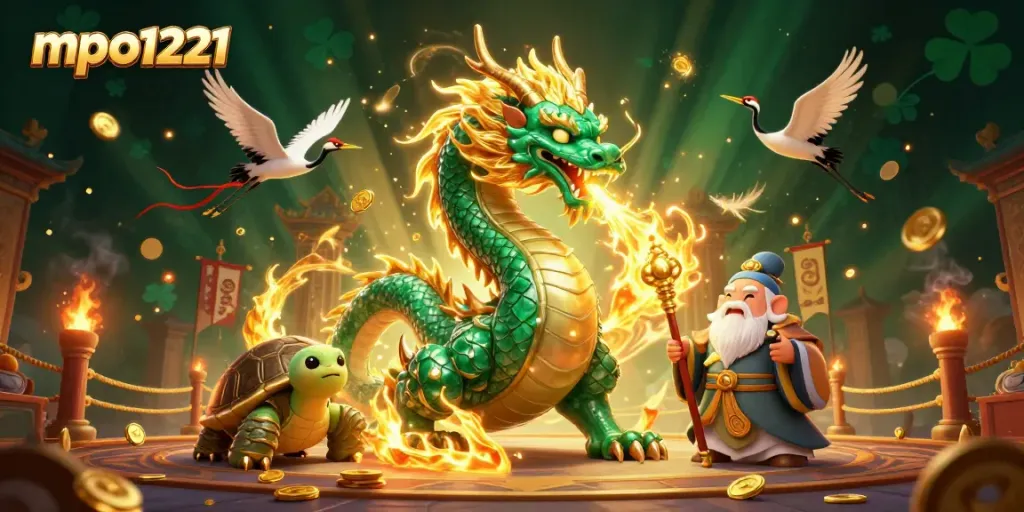Engage with mpo1221's casino magic featuring a jade dragon, turtle sage, and lucky cranes.