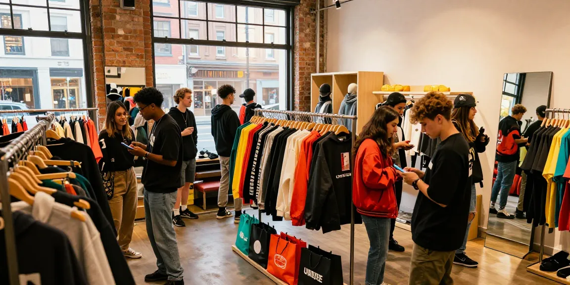Fashion lover exploring trendy items at https://shs-dome5.com/ boutique with colorful displays.