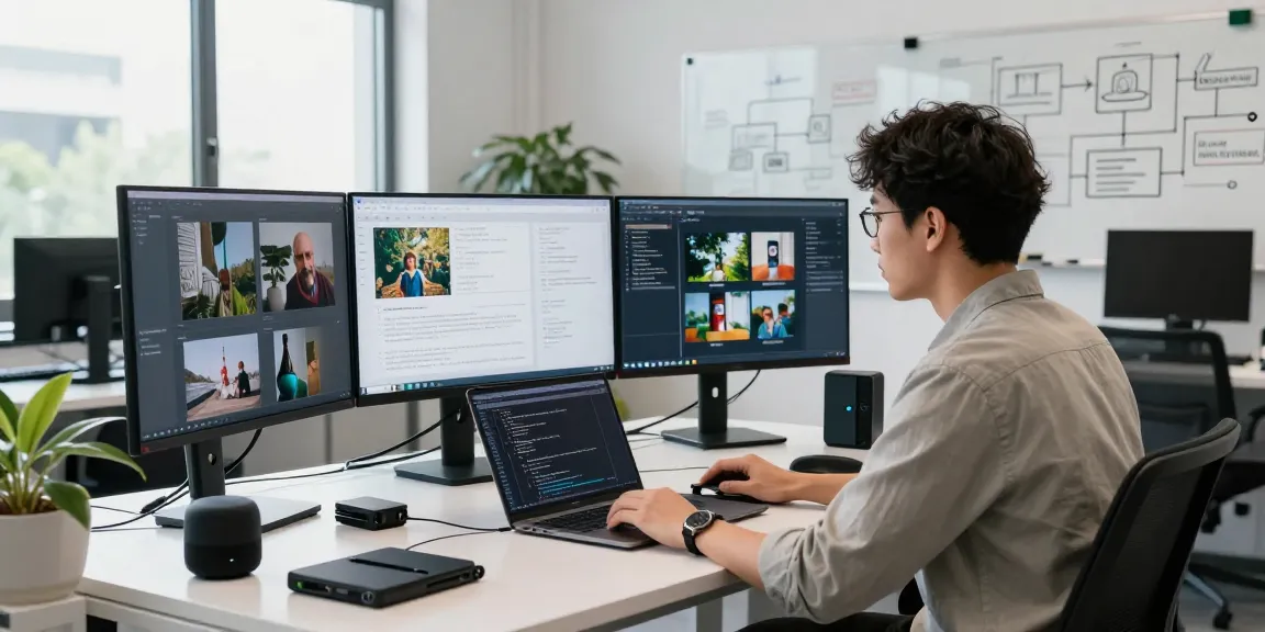 AI detector analysis in a modern workspace with screens showing results and detailed data.