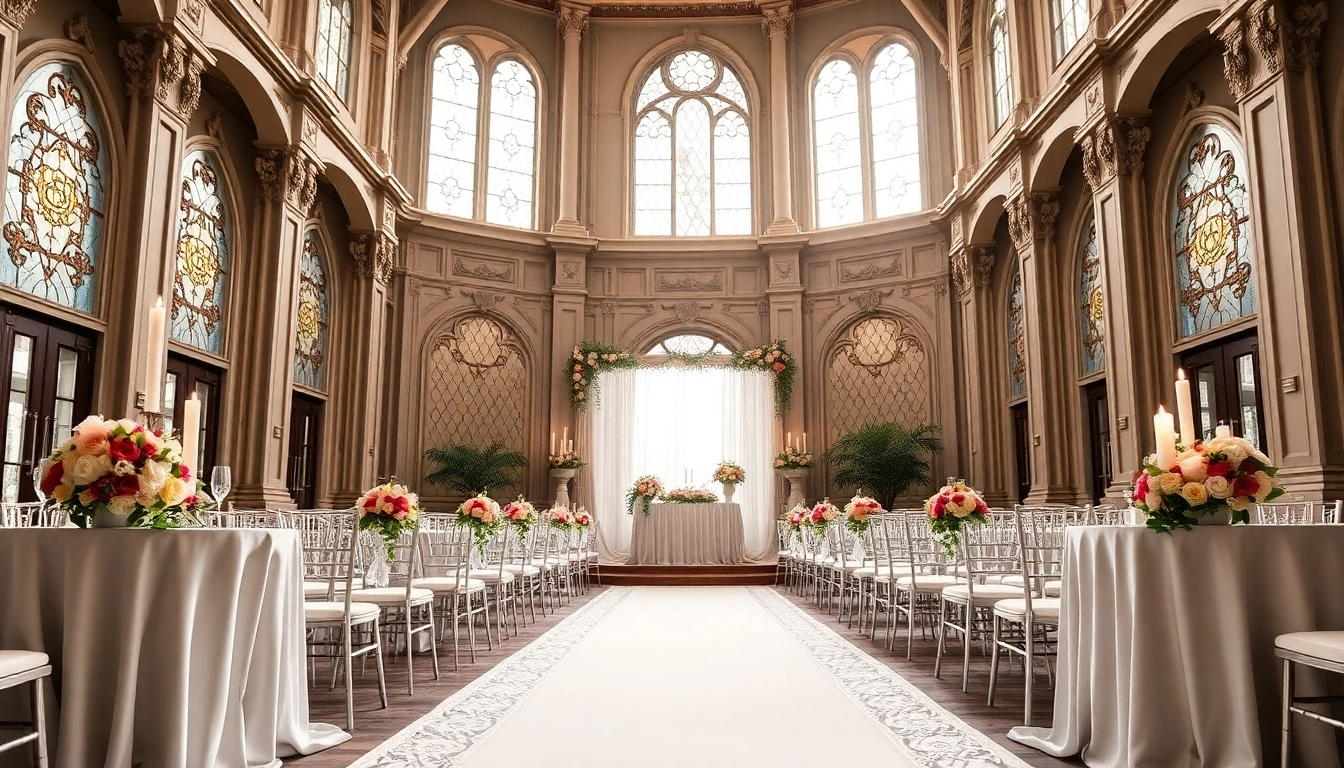 Transform the ambiance of a Jacksonville Wedding Venue with an elegant ceremony setup featuring floral and candle decor.