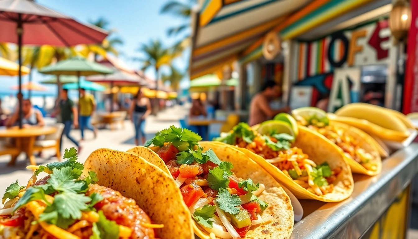 Indulge in the best tacos in Cabo, served fresh with vibrant ingredients at a lively food stall.