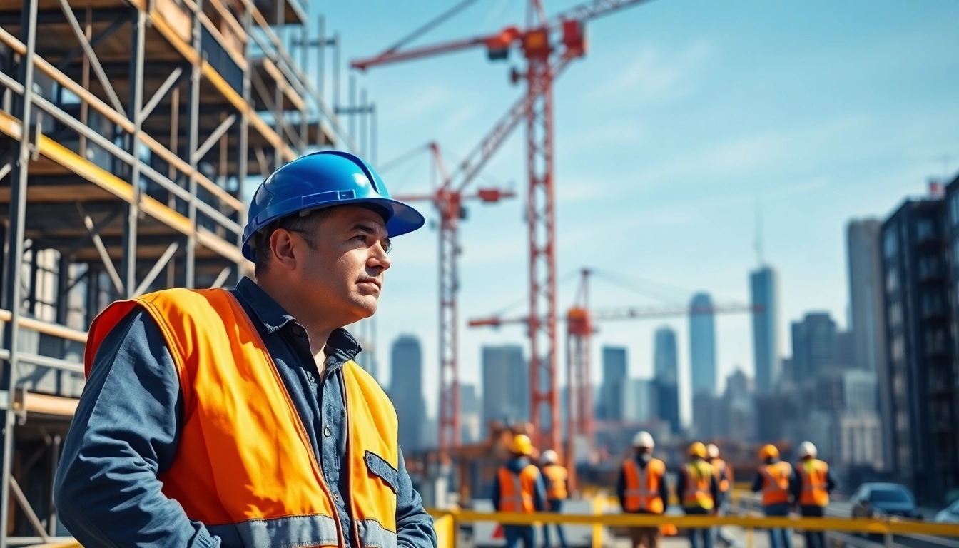 New York Commercial General Contractor leading a team at an active construction site.