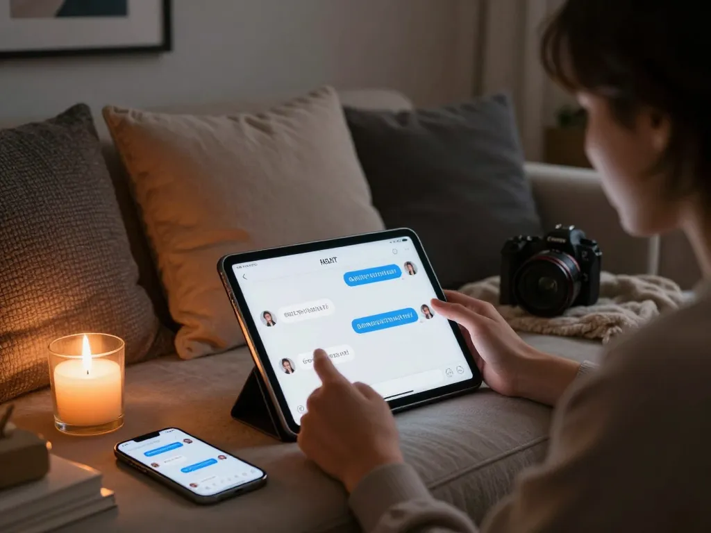 Engaging in NSFW AI chat in a cozy, intimate setting with warm lighting.
