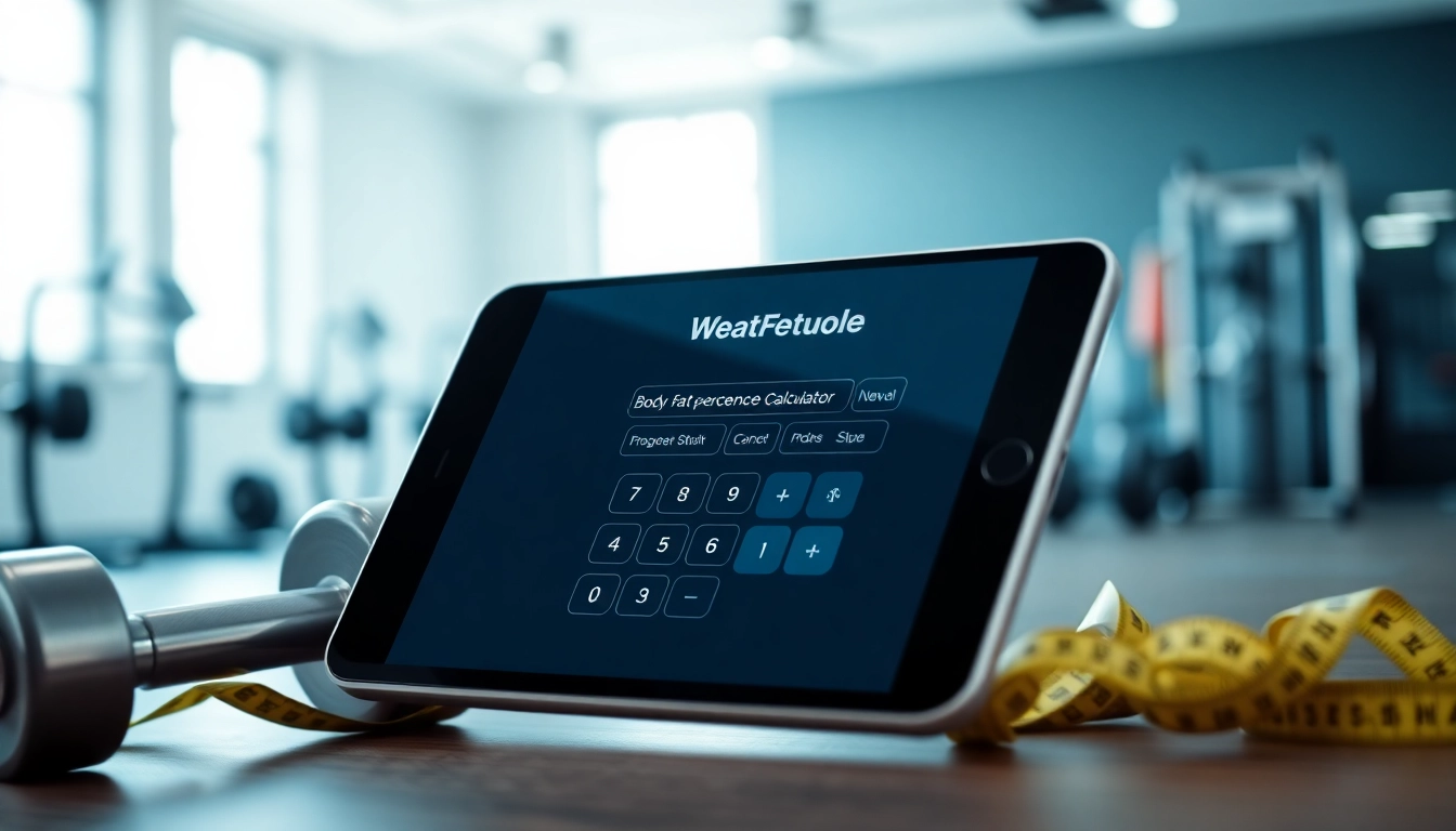 Calculate your body fat percentage calculator efficiently with a modern interface and fitness-themed background.
