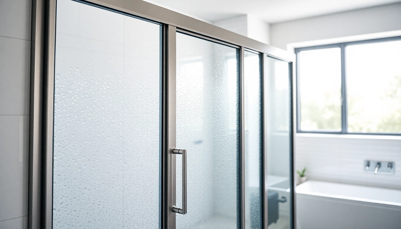 Showcase of sliding shower doors with sleek design in a stylish bathroom.