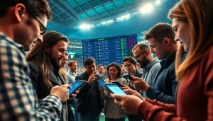 Engaged users exploring the best online sportsbooks India through modern devices and vibrant sports interfaces.