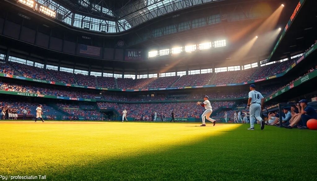 mlb중계 실황을 전하는 야구 선수들이 활기차게 경기를 펼치는 모습