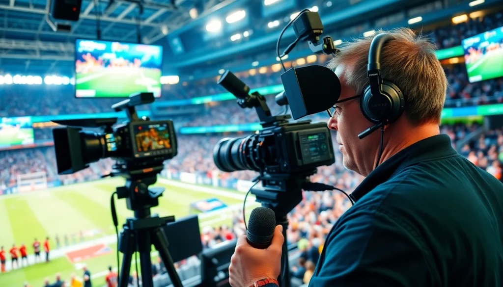 실시간스포츠중계의 열정을 전달하는 프로 스포츠 중계 현장 모습