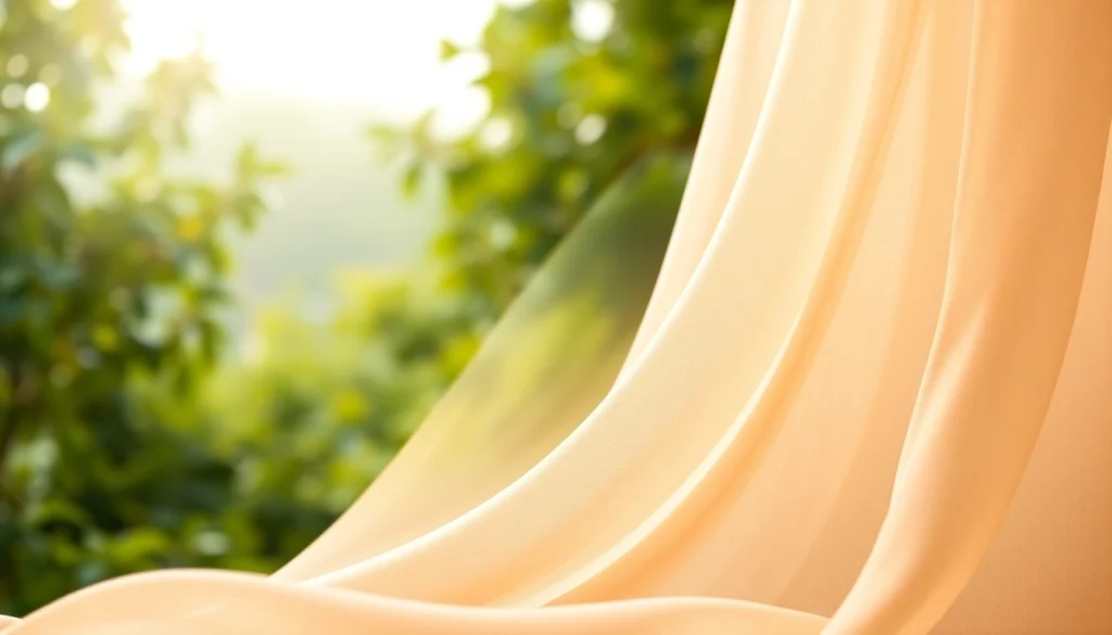 Mousseline stof elegant draperen met schoonheid en textuur in een zachte omgeving.