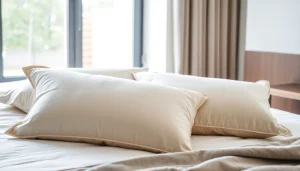 Cuscini per letto eleganti che adornano un moderno set da letto, offrendo comfort e stile.