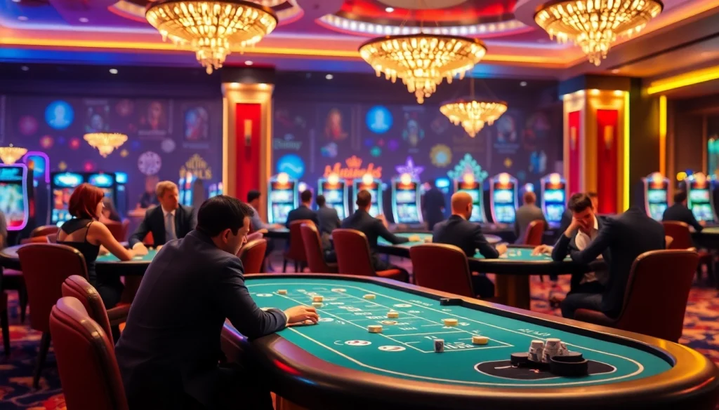 Descubra os melhores jogos de cassino com uma atmosfera vibrante e jogadores se divertindo.