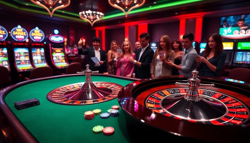 Engaging players winning big at link vào 8kbet in a luxurious casino setting.